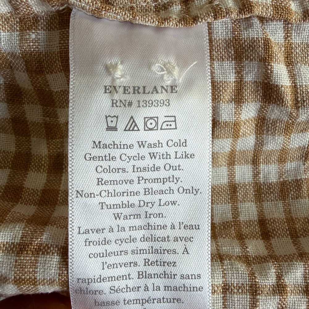 Everlane linen Tan and White Plaid Shirt - Picture 5 of 5